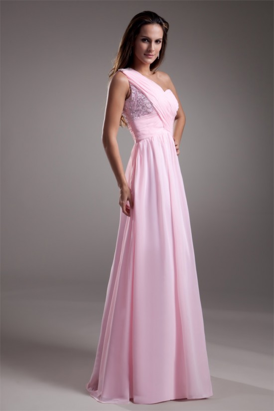 A-Line Chiffon One-Shoulder Sleeveless Prom/Formal Evening Dresses 02020617