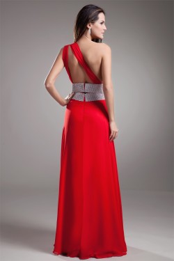 A-Line Floor-Length One-Shoulder Sleeveless Long Red Prom/Formal Evening Dresses 02020619
