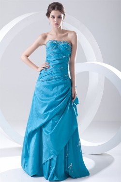 A-Line Floor-Length Pleats Sleeveless Strapless Prom/Formal Evening Dresses 02020620