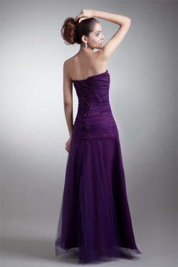 A-Line Floor-Length Ruffles Satin Net Beaded Long Purple Prom/Formal Evening Dresses 02020621