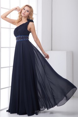 A-Line Handmade Flowers Chiffon Elastic Woven Satin Prom/Formal Evening Dresses 02020624