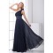 A-Line Handmade Flowers Chiffon Elastic Woven Satin Prom/Formal Evening Dresses 02020624