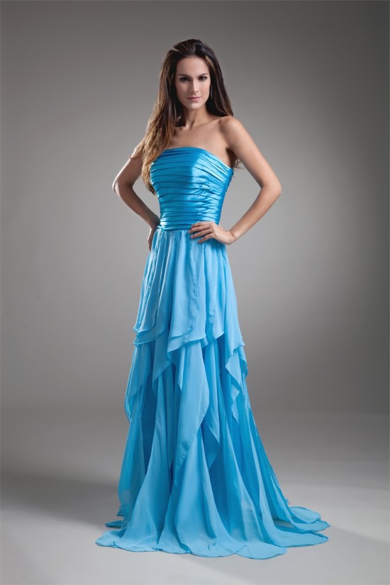 A-Line Sleeveless Strapless Cascading Ruffles Prom/Formal Evening Dresses 02020630