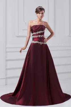 A-Line Strapless Sleeveless Sequins Taffeta Prom/Formal Evening Dresses 02020635