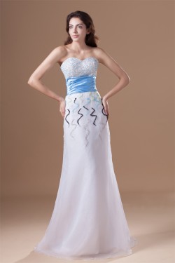 A-Line Sweetheart Satin Organza Sleeveless Prom/Formal Evening Dresses 02020637