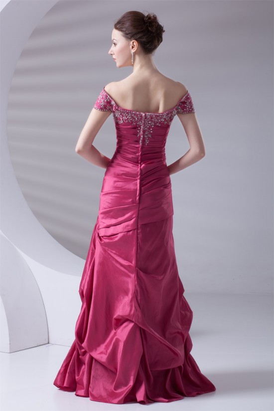 A-Line Taffeta Capped Sleeves Floor-Length Prom/Formal Evening Dresses 02020638 A-Line Taffeta Capped Sleeves Floor-Length Prom/Formal Evening Dresses 02020638