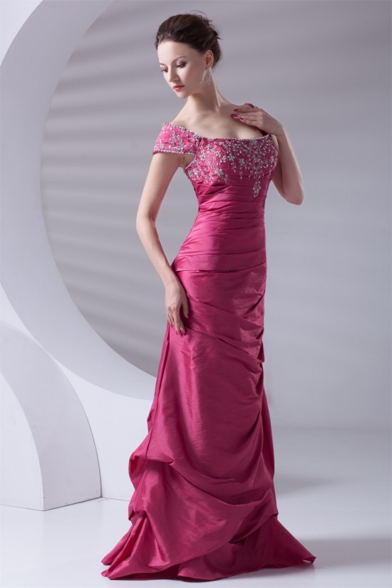 A-Line Taffeta Capped Sleeves Floor-Length Prom/Formal Evening Dresses 02020638 A-Line Taffeta Capped Sleeves Floor-Length Prom/Formal Evening Dresses 02020638