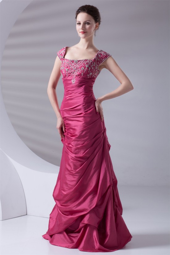 A-Line Taffeta Capped Sleeves Floor-Length Prom/Formal Evening Dresses 02020638 A-Line Taffeta Capped Sleeves Floor-Length Prom/Formal Evening Dresses 02020638