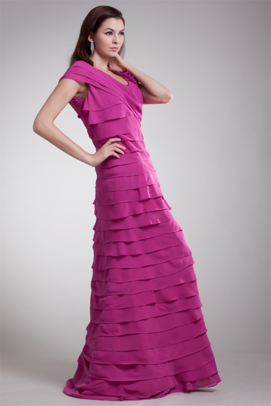 A-Line V-Neck Handmade Flowers Chiffon Prom/Formal Evening Dresses 02020640 A-Line V-Neck Handmade Flowers Chiffon Prom/Formal Evening Dresses 02020640