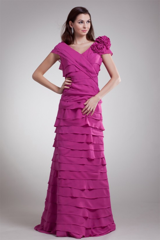 A-Line V-Neck Handmade Flowers Chiffon Prom/Formal Evening Dresses 02020640 A-Line V-Neck Handmade Flowers Chiffon Prom/Formal Evening Dresses 02020640