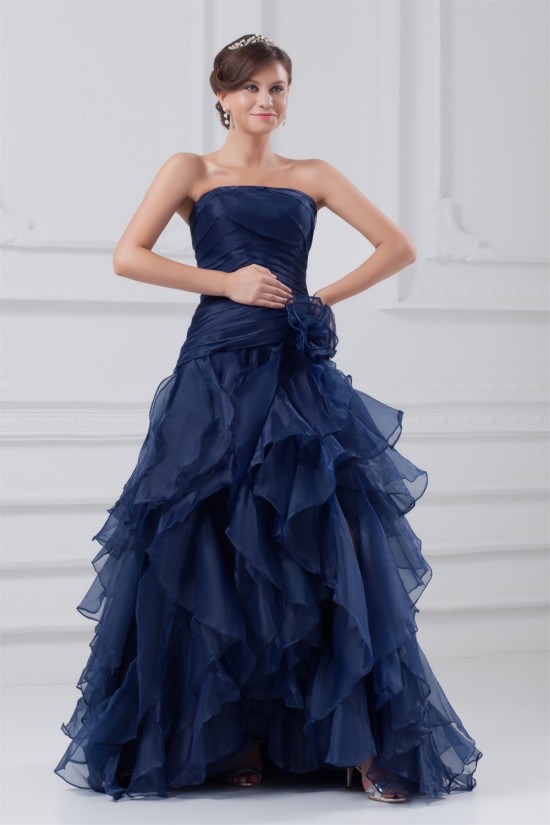 Asymmetrical A-Line Satin Organza Strapless Prom/Formal Evening Dresses 02020645 Asymmetrical A-Line Satin Organza Strapless Prom/Formal Evening Dresses 02020645