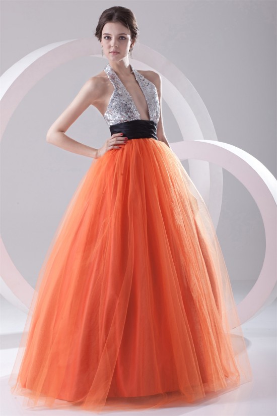 Ball Gown Sleeveless Floor-Length Halter Prom/Formal Evening Dresses 02020650