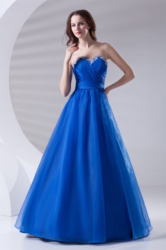 Beading A-Line Satin Organza Sweetheart Prom/Formal Evening Dresses 02020654