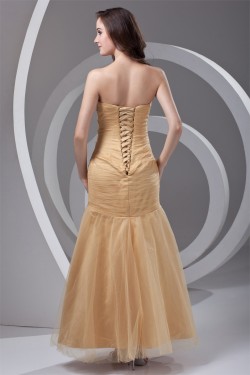 Beading Ankle-Length Satin Netting Sleeveless Prom/Formal Evening Dresses 02020655