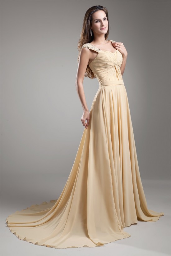 A-Line Straps Beading Sleeveless Chiffon Prom/Formal Evening Dresses 02020670