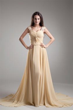 A-Line Straps Beading Sleeveless Chiffon Prom/Formal Evening Dresses 02020670