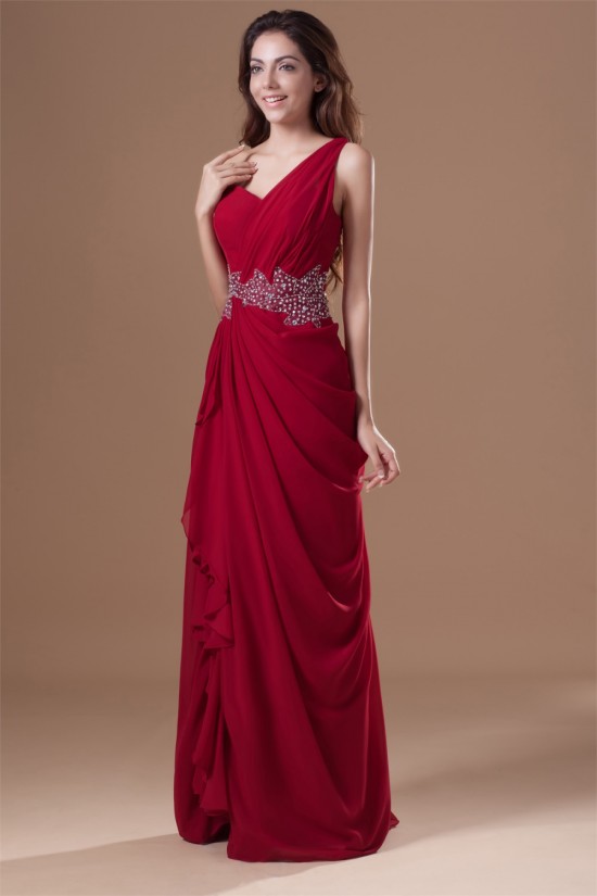 Beading Sheath/Column One-Shoulder Chiffon Silk like Satin Prom/Formal Evening Dresses 02020676 Beading Sheath/Column One-Shoulder Chiffon Silk like Satin Prom/Formal Evening Dresses 02020676