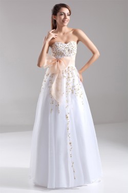 Beading Sweetheart Satin Organza Floor-Length Prom/Formal Evening Dresses 02020686