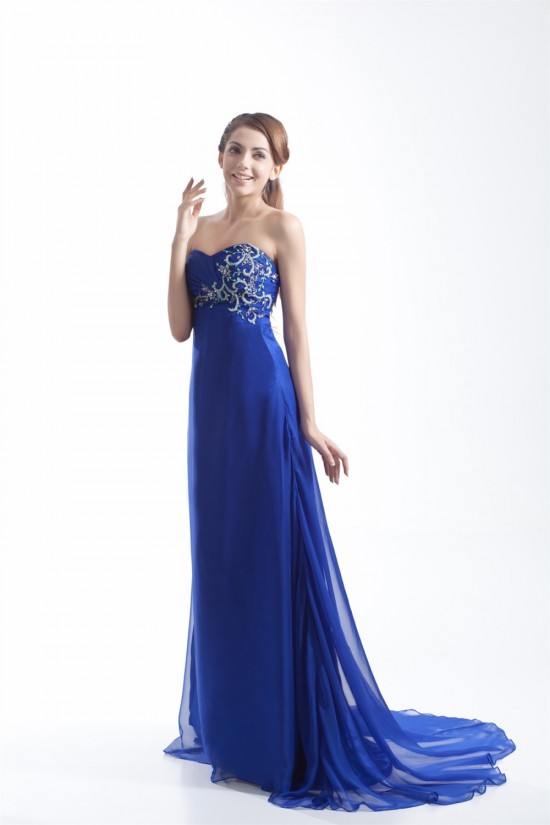 Brush Sweep Train Chiffon Long Blue Prom/Formal Evening Dresses 02020688 Brush Sweep Train Chiffon Long Blue Prom/Formal Evening Dresses 02020688