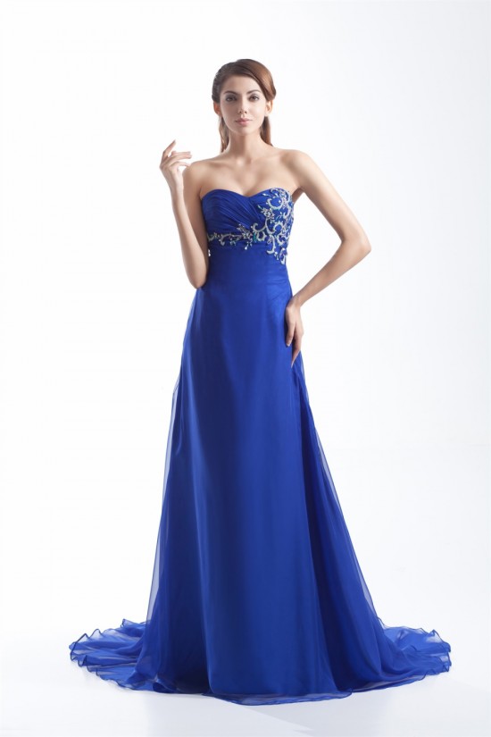 Brush Sweep Train Chiffon Long Blue Prom/Formal Evening Dresses 02020688 Brush Sweep Train Chiffon Long Blue Prom/Formal Evening Dresses 02020688