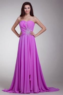 A-Line Sweetheart Beaded Pleats Long Purple Prom/Formal Evening Dresses 02020698