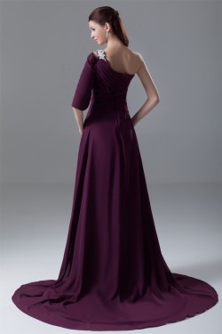 A-Line Single Sleeve Long Purple Prom/Formal Evening Dresses 02020699