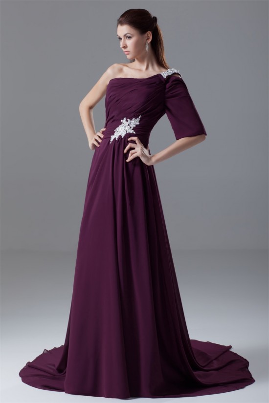 A-Line Single Sleeve Long Purple Prom/Formal Evening Dresses 02020699 A-Line Single Sleeve Long Purple Prom/Formal Evening Dresses 02020699