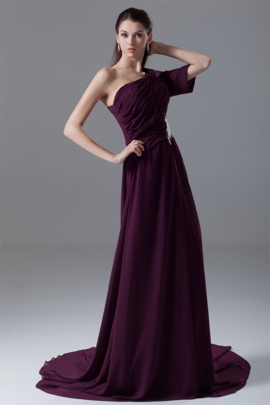 A-Line Single Sleeve Long Purple Prom/Formal Evening Dresses 02020699 A-Line Single Sleeve Long Purple Prom/Formal Evening Dresses 02020699