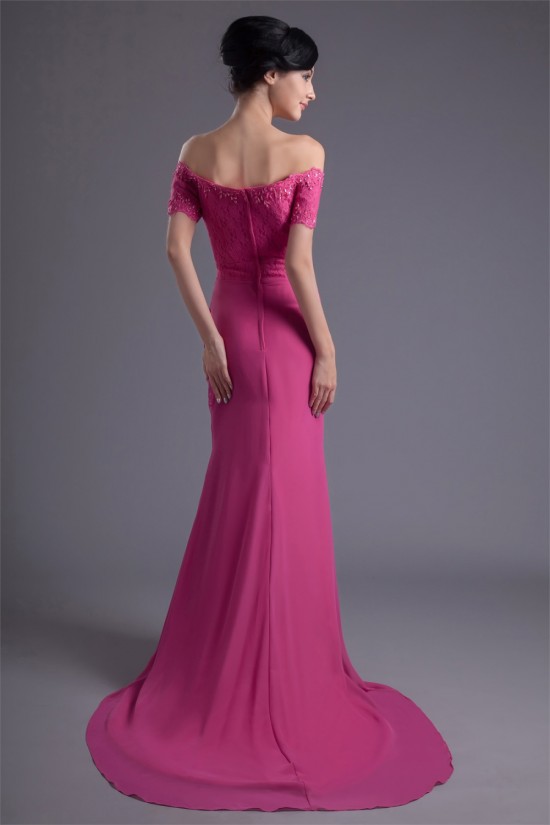 Chiffon Lace Brush Sweep Train Prom/Formal Evening Dresses 02020708 Chiffon Lace Brush Sweep Train Prom/Formal Evening Dresses 02020708