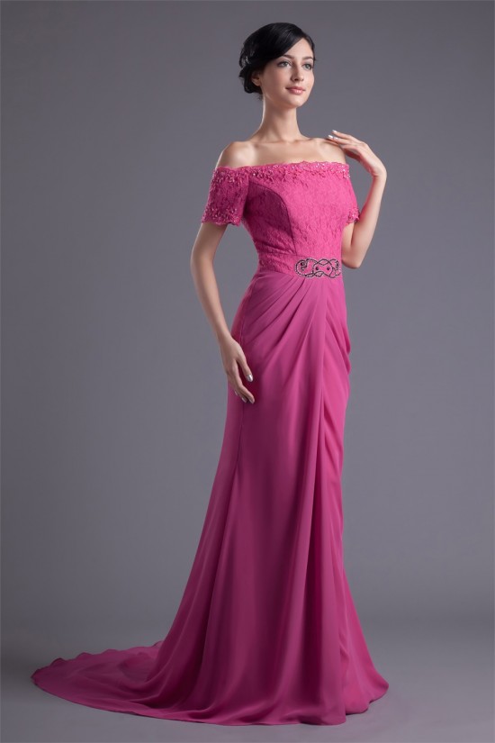 Chiffon Lace Brush Sweep Train Prom/Formal Evening Dresses 02020708 Chiffon Lace Brush Sweep Train Prom/Formal Evening Dresses 02020708