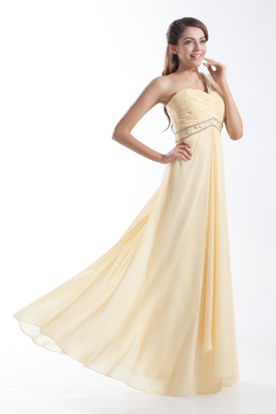 Chiffon Silk like Satin Floor-Length One-Shoulder Prom/Formal Evening Dresses 02020711