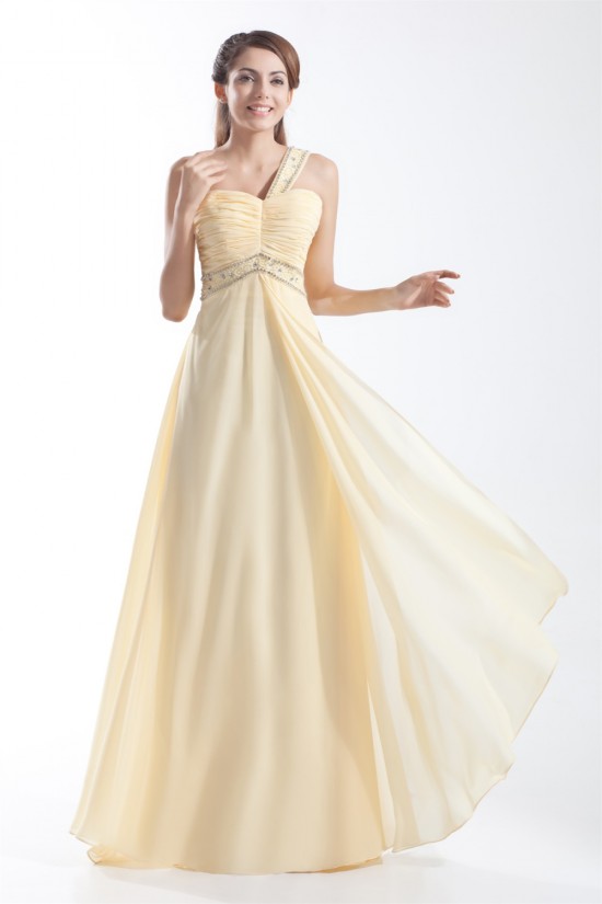 Chiffon Silk like Satin Floor-Length One-Shoulder Prom/Formal Evening Dresses 02020711