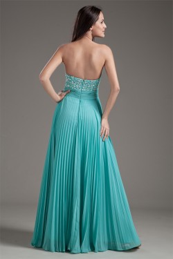 A-Line Beaded Pleated Chiffon Floor-Length Prom/Formal Evening Dresses 02020712