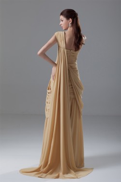 Draped A-Line One-Shoulder Brush Sweep Train Prom/Formal Evening Dresses 02020716