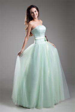 A-Line Elastic Woven Satin Fine Netting Prom/Formal Evening Dresses 02020720