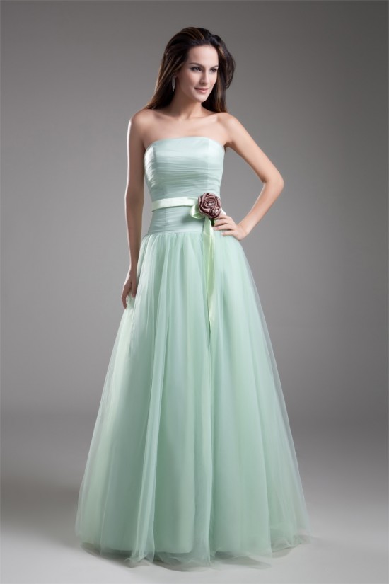 A-Line Elastic Woven Satin Fine Netting Prom/Formal Evening Dresses 02020720