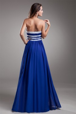 Floor-Length A-Line Strapless Chiffon Silk like Satin Prom/Formal Evening Dresses 02020729