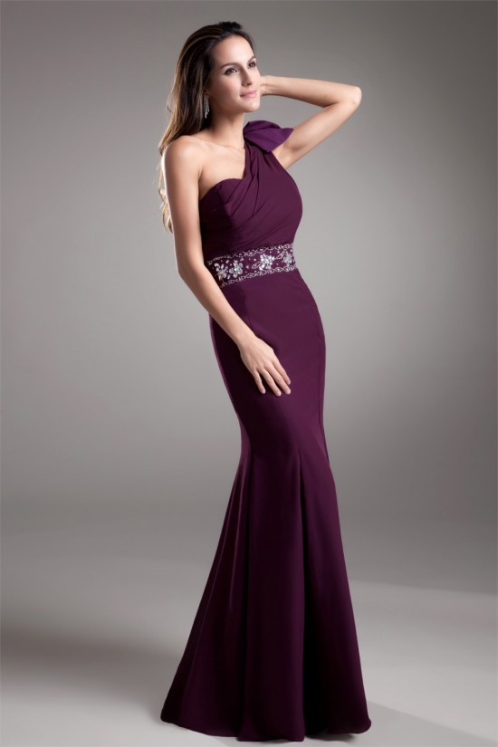 Trumpet/Mermaid Beading One-Shoulder Chiffon Prom/Formal Evening Dresses 02020730