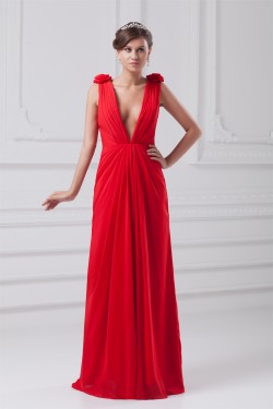 Floor-Length Chiffon Long Red Prom/Formal Evening Dresses 02020736
