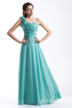 A-Line One-Shoulder Floor-Length Chiffon Prom/Formal Evening Bridesmaid Dresses 02020741