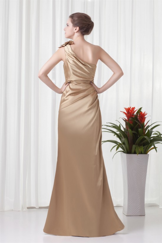 Floor-Length Elastic Woven Satin One-Shoulder Prom/Formal Evening Bridesmaid Dresses 02020744 Floor-Length Elastic Woven Satin One-Shoulder Prom/Formal Evening Bridesmaid Dresses 02020744