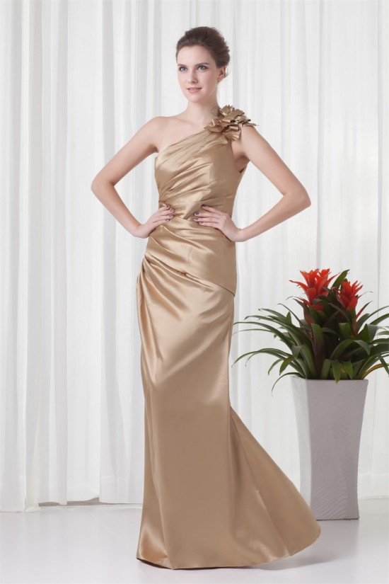Floor-Length Elastic Woven Satin One-Shoulder Prom/Formal Evening Bridesmaid Dresses 02020744 Floor-Length Elastic Woven Satin One-Shoulder Prom/Formal Evening Bridesmaid Dresses 02020744