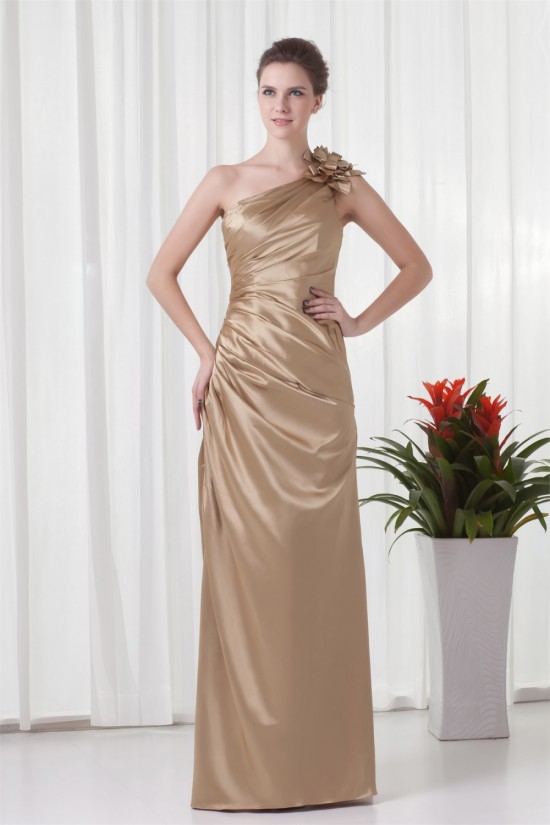 Floor-Length Elastic Woven Satin One-Shoulder Prom/Formal Evening Bridesmaid Dresses 02020744 Floor-Length Elastic Woven Satin One-Shoulder Prom/Formal Evening Bridesmaid Dresses 02020744
