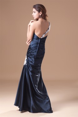 Floor-Length One-Shoulder Elastic Woven Satin Prom/Formal Evening Dresses 02020746