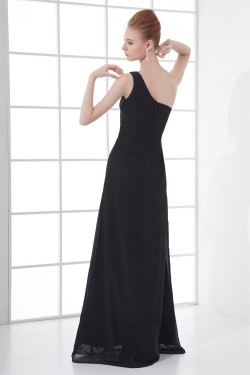 Floor-Length Pleats Sheath/Column One-Shoulder Long Bridesmaid Dresses 02020747