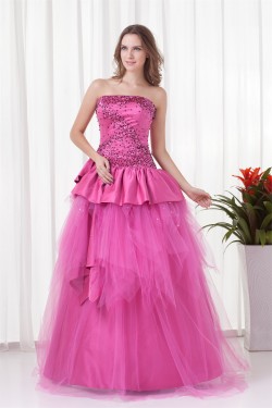 Floor-Length Satin Netting Sleeveless Beading Prom/Formal Evening Dresses 02020750