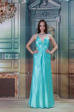 Halter Sheath/Column Elastic Woven Satin Prom/Formal Evening Dresses 02020766