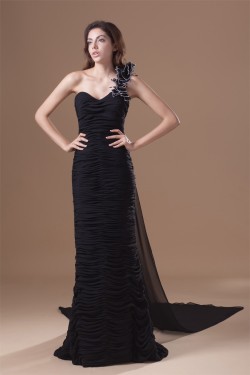 Handmade Flowers Mermaid/Trumpet One-Shoulder Prom/Formal Evening Dresses 02020771