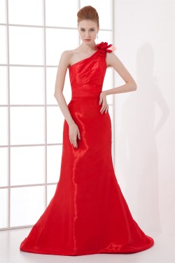Handmade Flowers Taffeta Brush Sweep Train Prom/Formal Evening Dresses 02020772