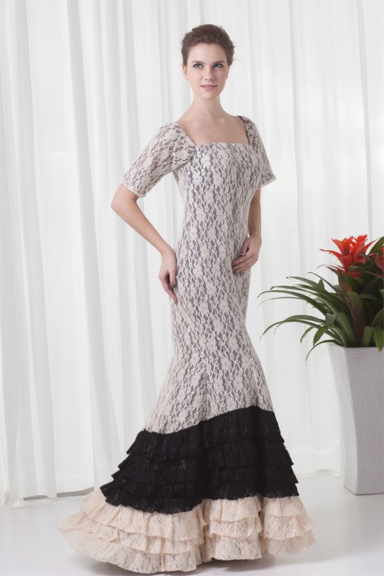 Mermaid/Trumpet Floor-Length Satin Lace Prom/Formal Evening Dresses 02020775 Mermaid/Trumpet Floor-Length Satin Lace Prom/Formal Evening Dresses 02020775